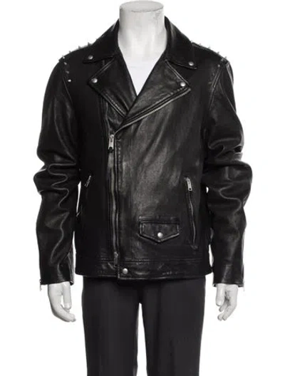 Pre-owned Allsaints Lamb Leather Moto Jacket In Black