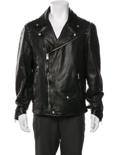 Pre-owned Allsaints Lamb Leather Moto Jacket In Green