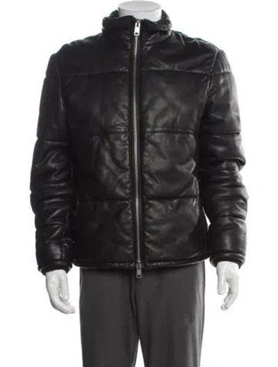 Pre-owned Allsaints Lamb Leather Puffer Coat In Brown