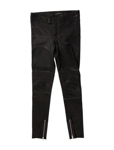Pre-owned Allsaints Lamb Leather Skinny Leg Pants In Black