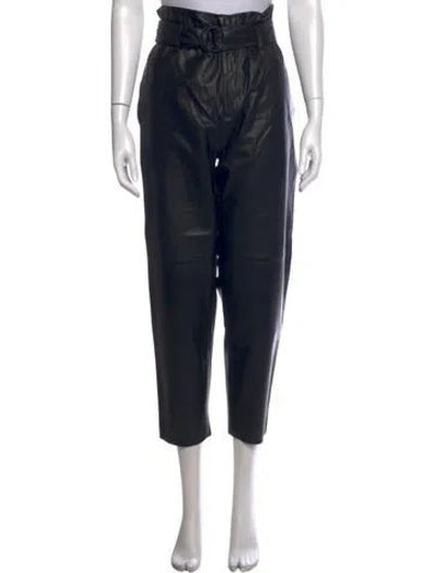 Pre-owned Allsaints Lamb Leather Wide Leg Pants In Black