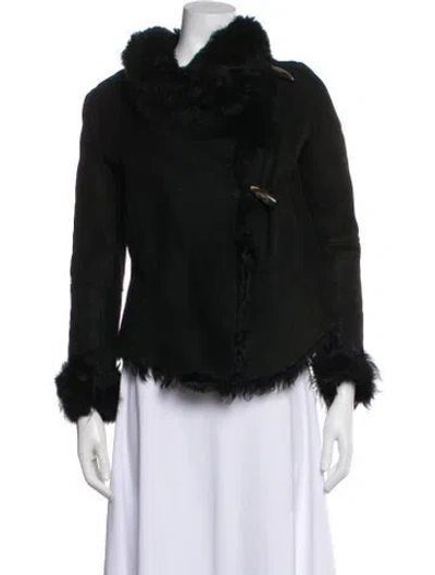 Pre-owned Allsaints Lambskin Faux Fur Jacket In Black