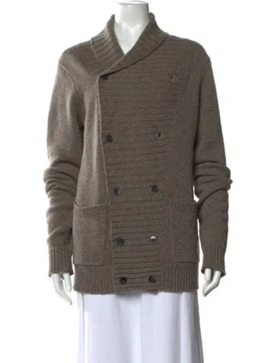 Pre-owned Allsaints Lambswool Open Front Sweater In Neutrals