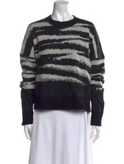Pre-owned Allsaints Lambswool Striped Sweater In Black