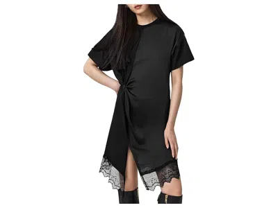 Allsaints Womens Black Lana Lace-embroidered Short-sleeve Cotton Mini Dress
