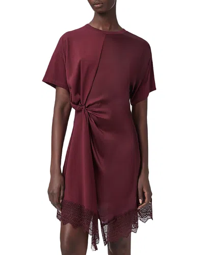 Allsaints Lana Lace Dress In Burgundy