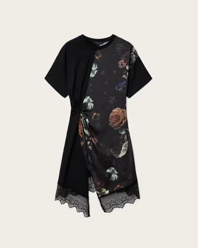 Allsaints Lana Lace Floral Mini Dress In Black