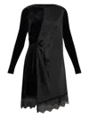 Allsaints Womens Black Lana Lace-embroidered Short-sleeve Cotton Mini Dress In Black