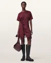 Allsaints Lana Lace Hem Minidress In Burgundy