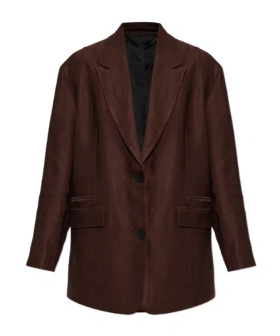 Allsaints Lapel Long-sleeved Suit Jacket In Brown