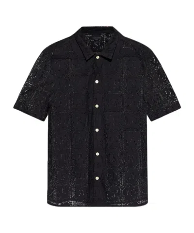 Allsaints Lapel Short-sleeved Shirt In Black