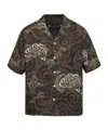 Allsaints Mens Kelp Green Sidewinder Graphic-print Short-sleeve Woven Shirt Xxl