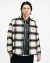 Allsaints Lapse Plaid Fleece Overshirt In Black/grey