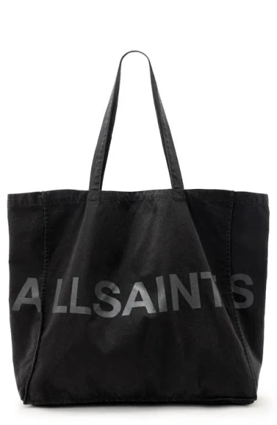Allsaints Large Biggy Cotton Tote In Black