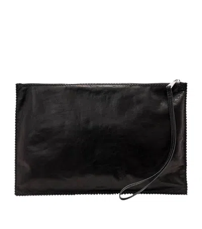 Allsaints Large Leather Siloh Pouch In Black