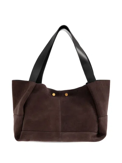 Allsaints Large Rosalie Suede Shoulder Bag In Brown