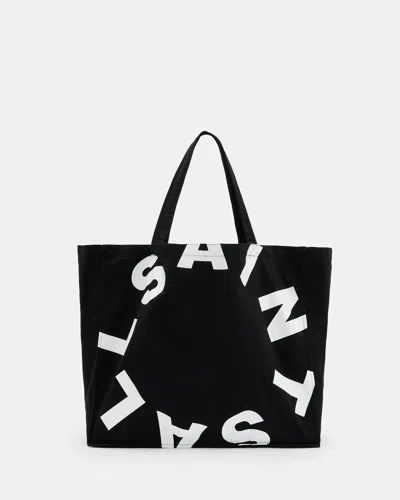 Allsaints Large Tierra Tie Dye Tote Bag In Black/white