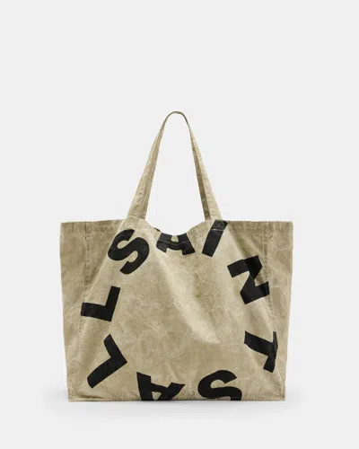 Allsaints Large Tierra Tie Dye Tote Bag In Taupe/jet Blk