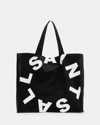 Allsaints Large Tierra Tote Bag In Black/white