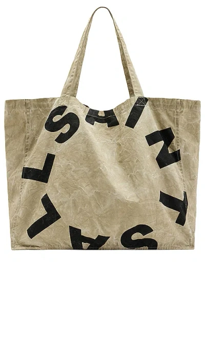 Allsaints Large Cotton Tierra Tote Bag In Taupe & Jet Black