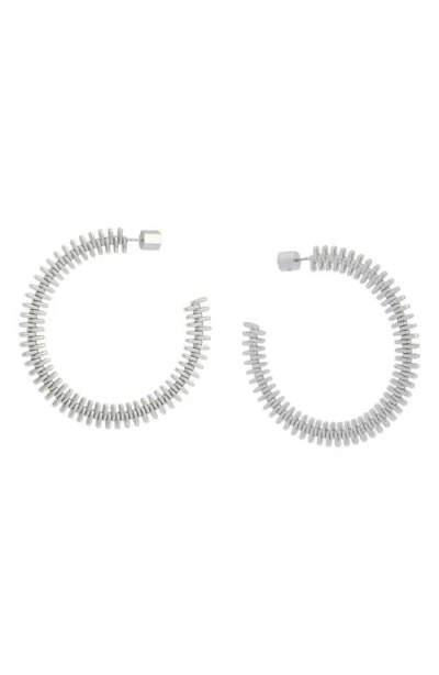 Allsaints Large Zipper Hoop Earrings In Silver
