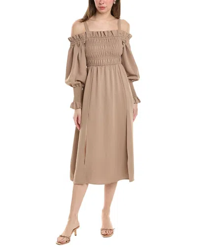 Allsaints Lary Midi Dress In Brown
