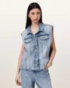 Allsaints Laura Embellished Sleeveless Jacket In Light Indigo