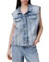 Allsaints Laura Embellished Sleeveless Jacket In Light Indigo