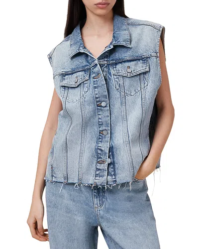 Allsaints Laura Embellished Sleeveless Jacket In Light Indigo