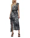Allsaints Laura Ines Print One-shoulder Midi Dress In Multi