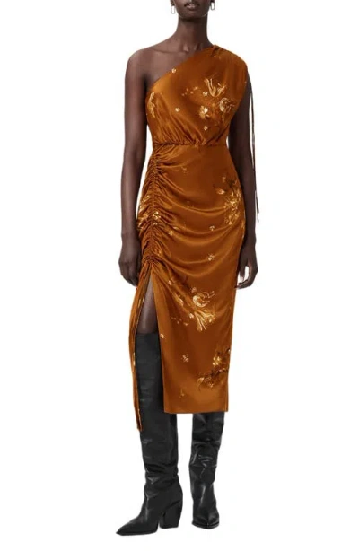 ALLSAINTS ALLSAINTS LAURA RUCHED ONE-SHOULDER SATIN COCKTAIL DRESS