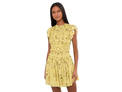 Allsaints Floral-print Ruffled Dress In Yellow