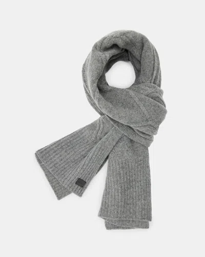 Allsaints Laurie Cable Knit Brushed Scarf In Grey Marl