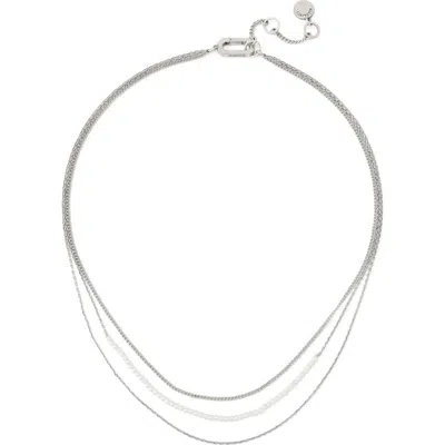 Allsaints Layered Faux Pearl & Mixed Link Necklace In Silver