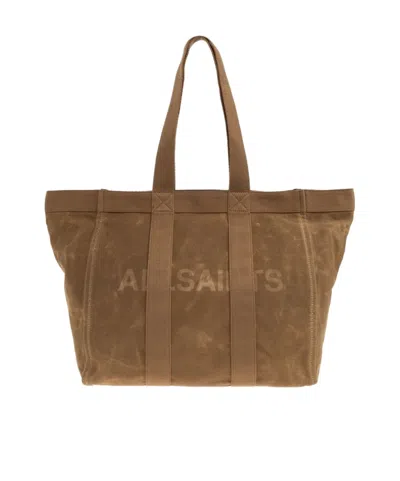 Allsaints Layo Logo Tote Bag In Brown