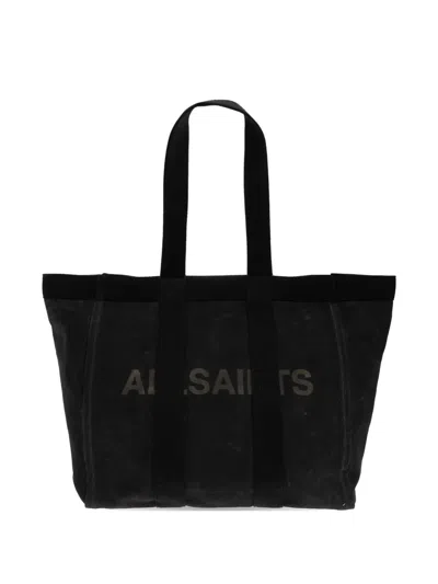 Allsaints Layo Logo-print Tote Bag In Black