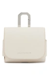 Allsaints Logo-debossed Leather Airpod Case In Desert White
