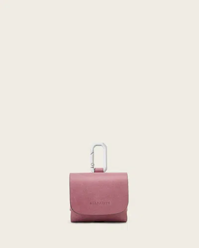Allsaints Leather Airpod Leather Hex Case In Pink