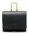 Allsaints Logo-debossed Leather Airpod Case In Black