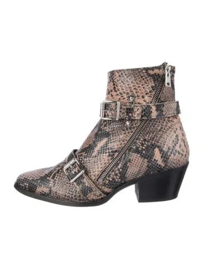 Pre-owned Allsaints Leather Animal Print Boots In Neutral