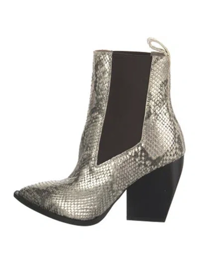 Pre-owned Allsaints Leather Animal Print Chelsea Boots In Black