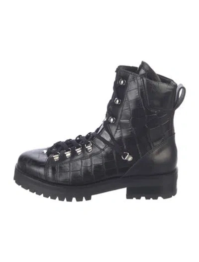 Pre-owned Allsaints Leather Animal Print Combat Boots In Multi