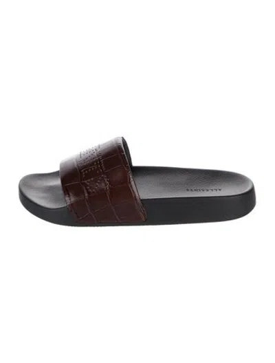 Pre-owned Allsaints Leather Animal Print Slides In Multicolor