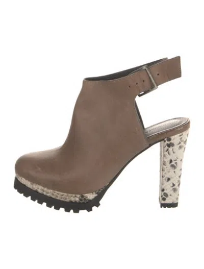 Pre-owned Allsaints Leather Animal Print Slingback Pumps In Neutrals