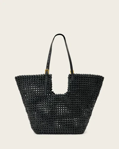 Allsaints Leather Ara Suede Tote Bag In Black