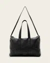 Allsaints Ares Large Grained Leather Holdall Tote In Black