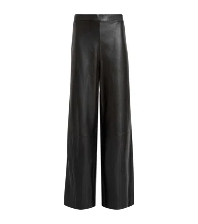 Allsaints Leather Ash Lea Trousers In Black