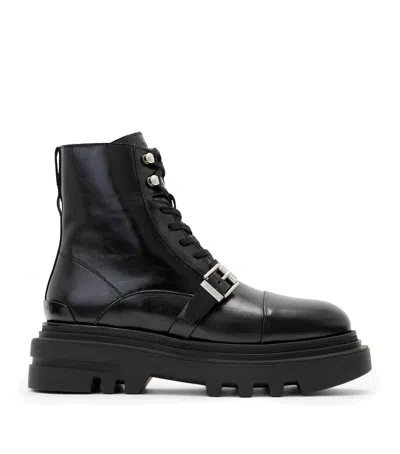 Allsaints Leather Astrid Ankle Boots 55 In Black