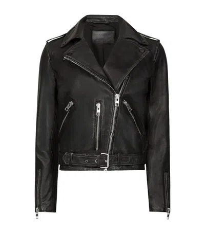 Allsaints Leather Balfern Biker Jacket In Black