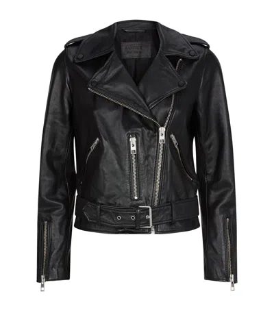 Allsaints Leather Balfern Biker Jacket In Black